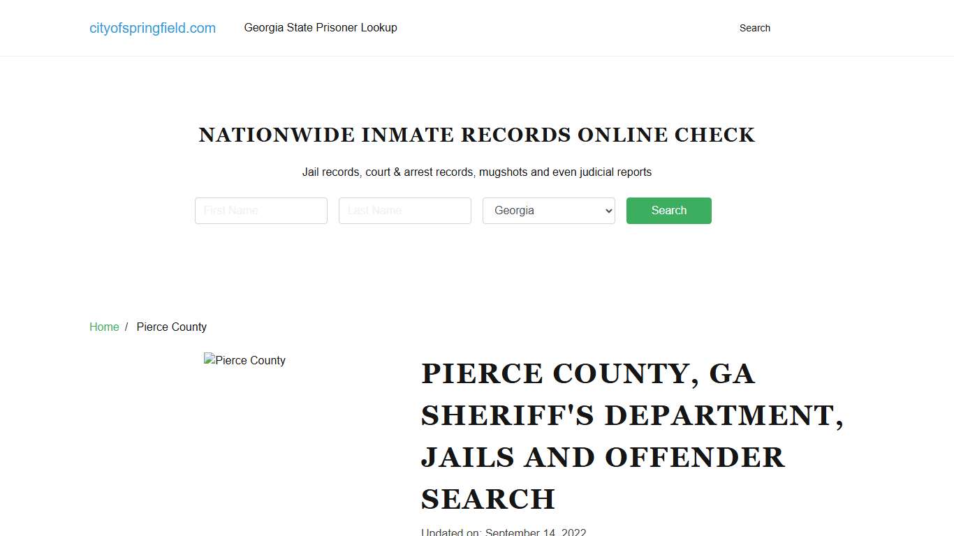 Pierce County GA, Sheriff's Department, Jails and Offender Search